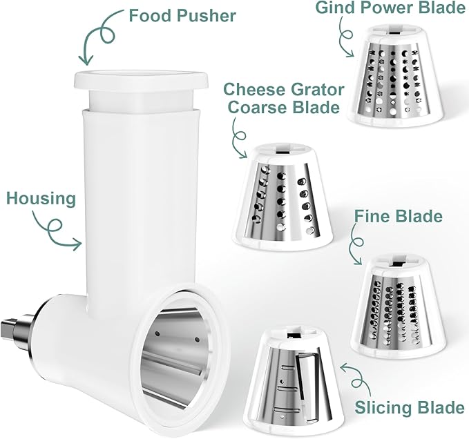 21Pcs Meat Grinder & Cheese Grater Attachment for KitchenAid Stand Mixer, with 4 Grinding Plates, Metal Sausage Stuffer Tubes, 4 Slicer Shredder Attachment, Kitchen Aid Accessories and Attachments