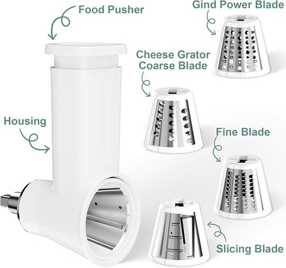 21Pcs Meat Grinder & Cheese Grater Attachment for KitchenAid Stand Mixer, with 4 Grinding Plates, Metal Sausage Stuffer Tubes, 4 Slicer Shredder Attachment, Kitchen Aid Accessories and Attachments