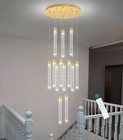 13-Light Long Large Modern Led Crystal Chandeliers Modern Spiral Chandeliers High Ceilings Chandelier for Staircase Foyer Gold