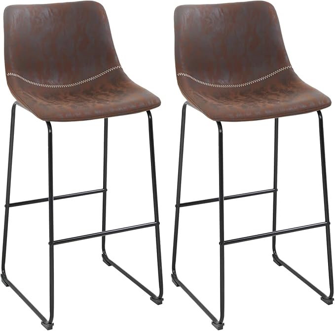 PayLessHere Dining Chairs Set of 2 Kitchen Chairs Living Room Chairs Counter Stools with Backs Leather Island