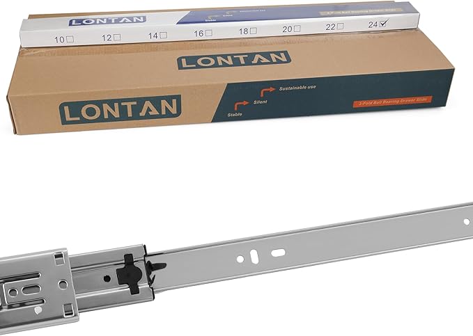 LONTAN 15 Pairs 22 Inch Soft Close Drawer Slides Heavy Duty Dresser Drawer Glides Metal Ball Bearing Full Extension Kitchen Cabinet Rails 100 LB Capacity