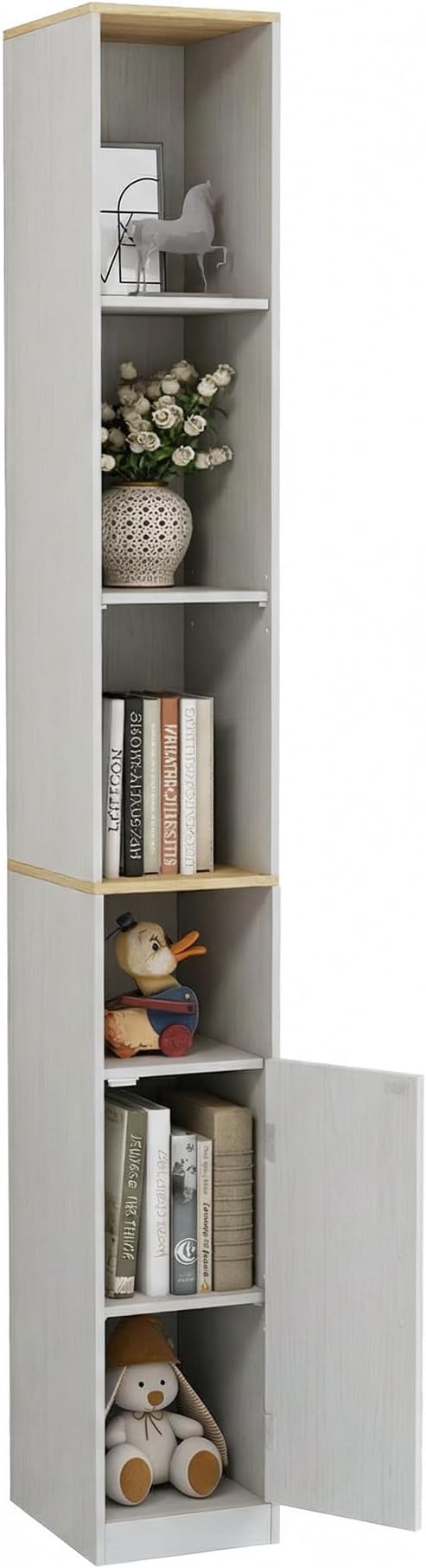 Casaphoria Space-Saving 72" Tall Narrow Bathroom Storage Cabinet, 6-Tier Slim Storage Cabinet with Adjustable Shelves, Anti-Tip Freestanding Display Shelf for Small Spaces, Apartments,White