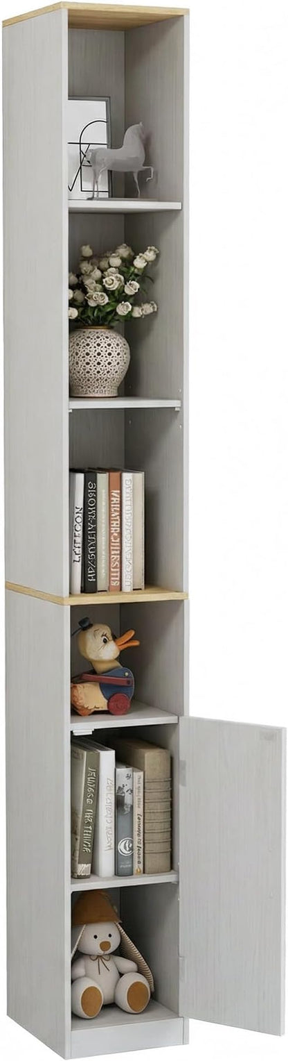 Casaphoria Space-Saving 72" Tall Narrow Bathroom Storage Cabinet, 6-Tier Slim Storage Cabinet with Adjustable Shelves, Anti-Tip Freestanding Display Shelf for Small Spaces, Apartments,White