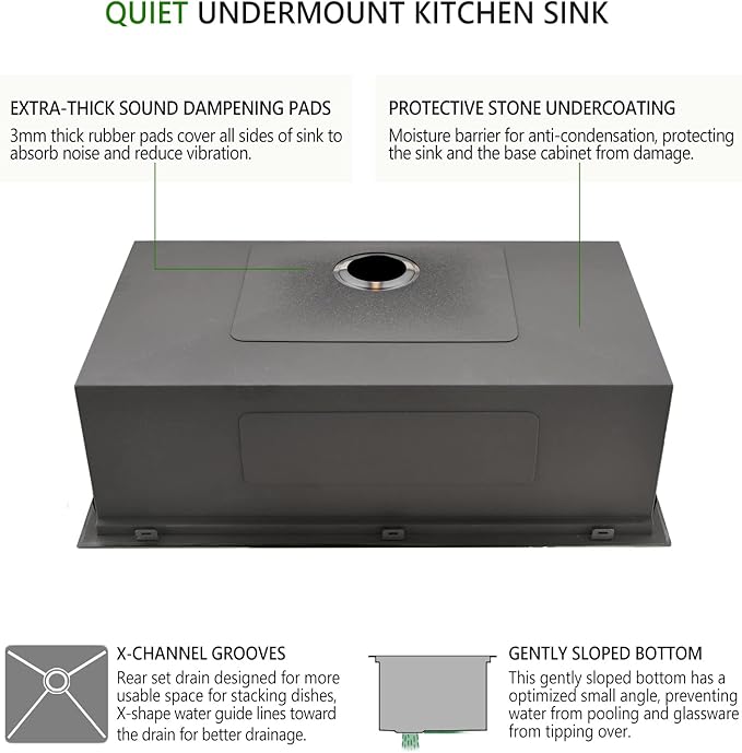 32x19 Black Workstation Kitchen Sink Undermount, Swift horse 32 Inch 16Gauge Black Stainless Steel Undermount Kitchen Sink, Single Bowl Workstation Kitchen Sinks with Built-In Accessories