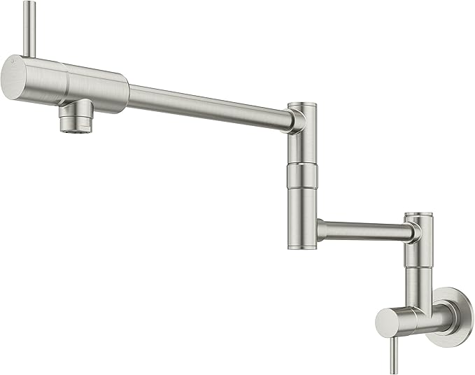 Pfister Lita Pot Filler Kitchen Faucet, 2-Handle, Wall Mounted, Single Hole, Stainless Steel Finish, GT533PFS
