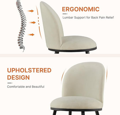 KISLOT Dining Chairs Set of 2, Fabric Upholstered Dining Room Chairs with Ergonomic Backrest & Metal Legs, Modern Kitchen Side Chairs for Home, Restaurant, and Café, Coconut