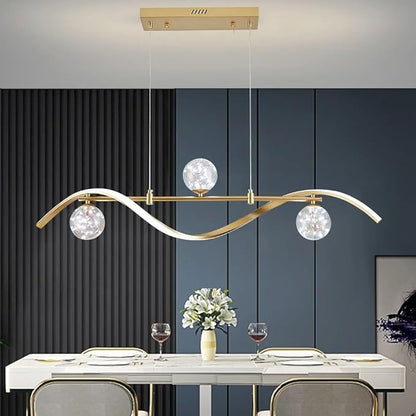 LED Linear Kitchen Island Light Fixtures, Modern Dimmable Dining Room Light Fixture 4-Light