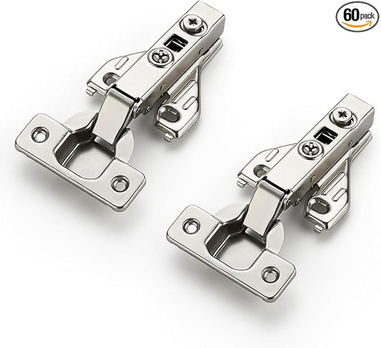 Ravinte 30 Pairs 60 Packs Full Overlay Cabinet Door Hinges,105 Degree Adjustable Concealed Kitchen Cabinet Hinges Soft Close for Face Frame Cabinet