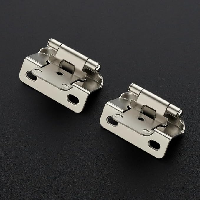 Ravinte 10 Pack 5 Pairs Semi-Overlay 1/2 inch Self-Closing Face Frame Cabinet Hinges Satin Nickel Half Wrap-Around Kitchen Cabinet Door Hinges Face Mount Cabinet Hardware