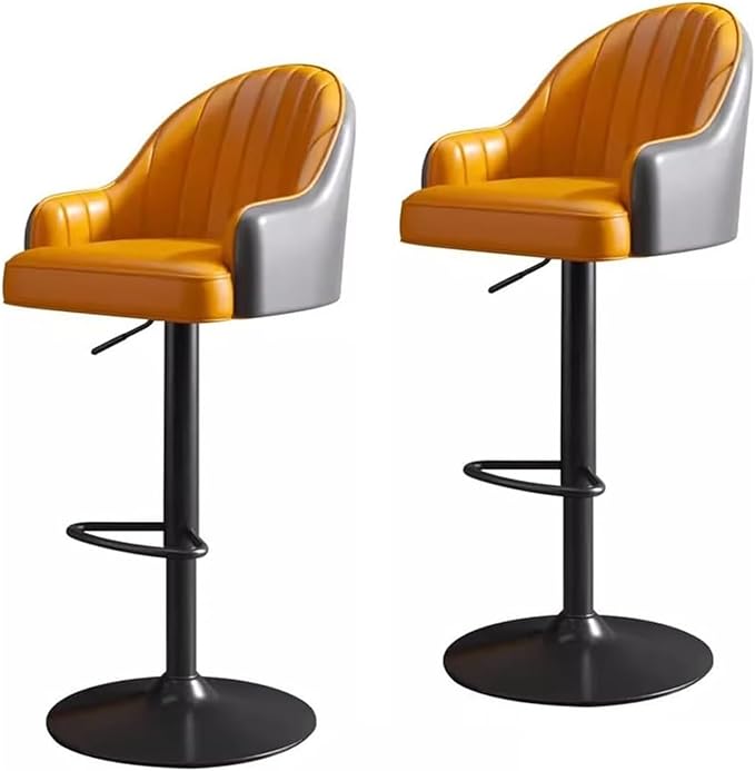 Adjustable Counter Height Faux Leather with Back & Footrest Kitchen Island Chair