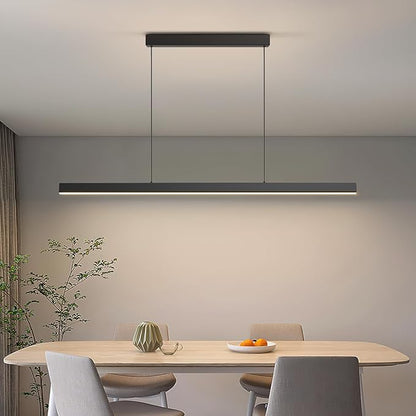 Modern Island Lights, 57in LED Pendant Light Dimmable with Remote Control 3000k-6000K Adjustable Color Temperature, Aluminum Chandelier Lamp Fixture for Kitchen, Dining Room, Billiard Room
