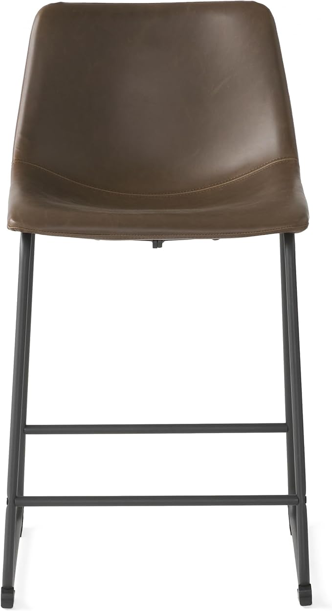 Harper & Bright Designs Vintage Style Brown 24-Inch Counter Stool (Set of 2)