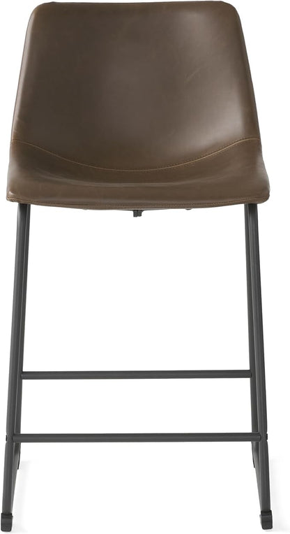 Harper & Bright Designs Vintage Style Brown 24-Inch Counter Stool (Set of 2)