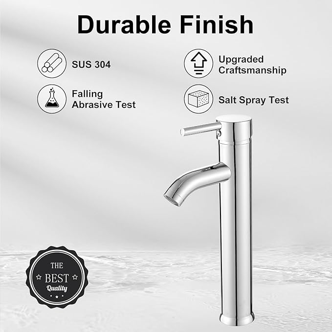 VOTON Vessel Sink Faucet Chrome Modern Tall Bathroom Faucets Single Handle One Hole Rv Vanity Lavatory Bathroom Sink Faucet