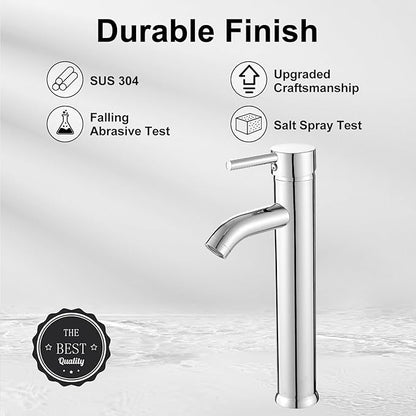 VOTON Vessel Sink Faucet Chrome Modern Tall Bathroom Faucets Single Handle One Hole Rv Vanity Lavatory Bathroom Sink Faucet