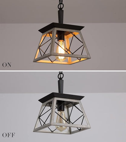 Q&S Farmhouse Dining Room Pendant Light Fixture,1-Light Industrial Hanging Lights for Hallway Entryway Patio Kitchen Island UL Listed
