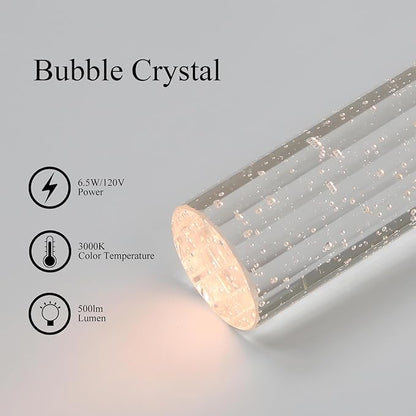 XiNBEi Lighting Pendant Light Fixtures, Black Pendant Lights Kitchen Island with LED Bulb & Bubble Crystal, Kitchen Hanging Lighting for Dining Table Hallway Bedroom Living Room XB-P1110-MB