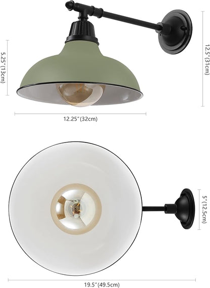 JONATHAN Y 12.25" Matte Olive Green/Black 1-Light Industrial Farmhouse Outdoor Sconce, Iron Wall Light with LED Bulb, Metal Bowl Shade, Vintage Porch Lamp for Entryway Patio Kitchen (JYL7615I)
