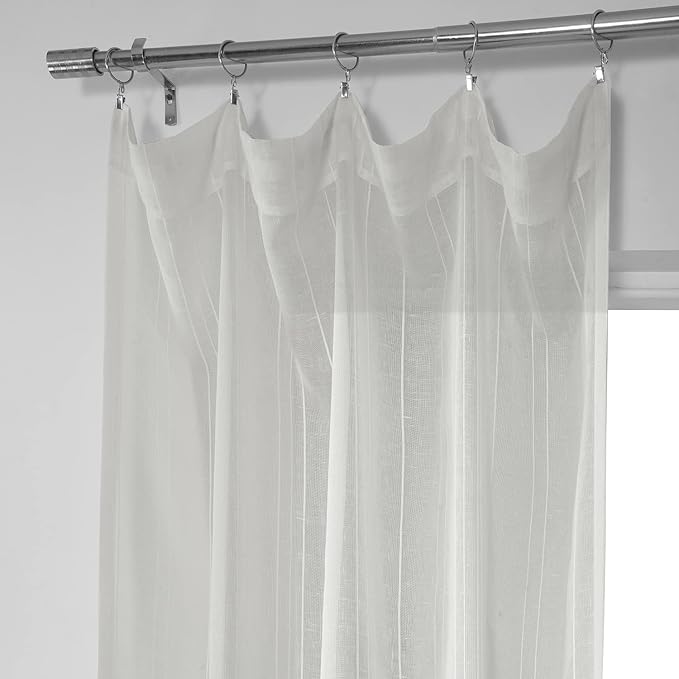 HPD Half Price Drapes Striped Faux Linen Sheer Curtains for Living Room or Bedroom 50 X 96 (1 Panel), Rod Pocket Window Curtains for Bedroom, Bordeaux