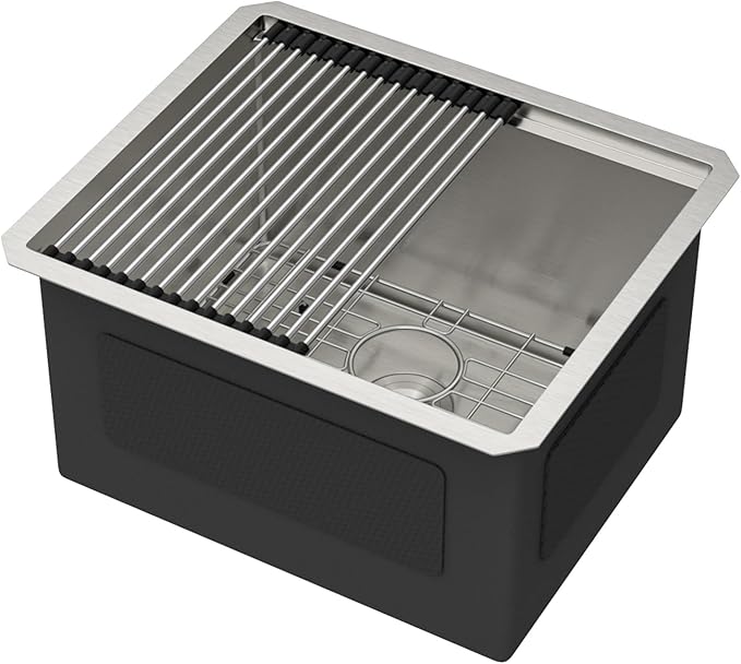12" Deep Undermount Laundry Sink - 21"x18"x12" Workstation Stainless Steel Utility Sink 16 Gauge Single Bowl Sinks for Kitchen, Laundry, and Outdoor #TLU-0022