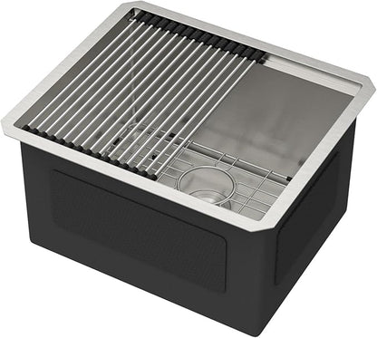 12" Deep Undermount Laundry Sink - 21"x18"x12" Workstation Stainless Steel Utility Sink 16 Gauge Single Bowl Sinks for Kitchen, Laundry, and Outdoor #TLU-0022