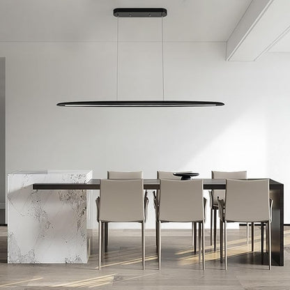 YISDESIGN 59inch Integrated Led Pendant Light 40w Dimmable Wood Black Linear Pendant Lighting Led Modern Island Light with Black Finish for Living Room Dining Room Billiard & Pool Lights