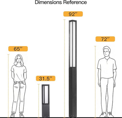 MVBT Path Light, 92" Pathway Lights, Wired Outdoor Modern Landscape LED Bollard Driveway Lighting, IP65 Waterproof Aluminum High Voltage Floor Lamp for Walkway Lawn Patio Yard Garden Decoration