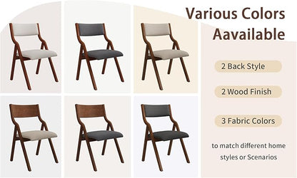 Ball & Cast Padded Folding Chairs 2 Pack,Solid Wood Frame,18" Seat Height,Space Saving,Easy to CarrySuitable for Dining Room, Bedroom and Outdoor