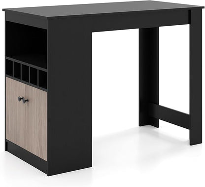 48’’ Dining Table, Modern Kitchen Table with Storage Shelves, Cabinet & Wine Rack, Counter Height Bar Table for Kitchen, Dining Living Room, Bar, Restaurant, Pub, Coffee Shop