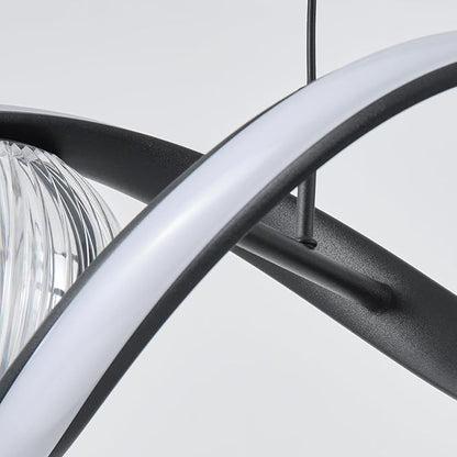 ORANOOR Modern LED Pendant Lights, Dimmable 39'' Spiral Wave LED Chandelier Lighting, Linear Swivel Black Dining Room Hanging Light Fixtures Kitchen Island Pendant Light for Dining Table (2340lm)