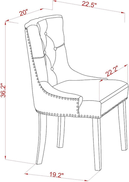 East West Furniture FRP2T18 Friona Parsons Dining Chairs - Button Tufted Nailhead Trim Brown Linen Linen Fabric Upholstered Chairs, Set of 2, Linen White