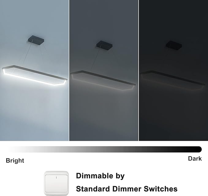 Black LED Pendant Light Fixture, Dimmable LED Pendant Light Kitchen Island, 6000K Adjustable Hanging Lamp for Kitchen Island, Bedroom, Dinning Room, Living Room