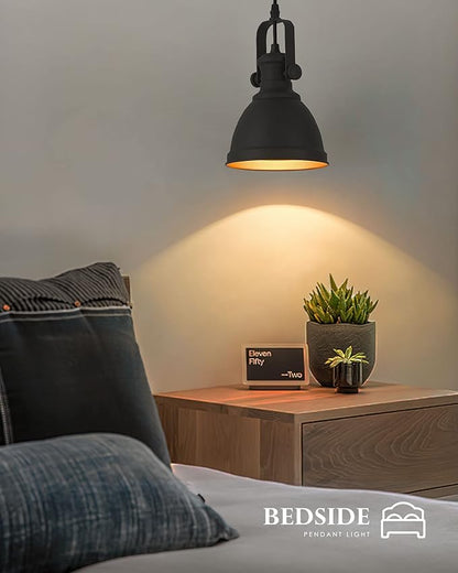 Black Pendant Light, 6.5" Hanging Light Fixtures, Pendant Lighting for Kitchen Island Bar Restaurant Entryway, AD-2151-1P