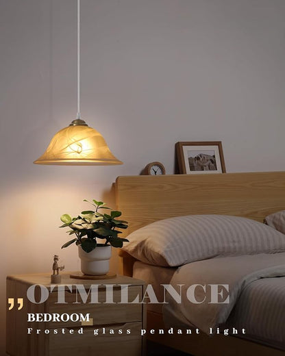 Glass Pendant Lights Kitchen Island, 11.8 Inch Frosted Glass Pendant Light, Gold Pendant Light 2-Pack, Kitchen Pendant Lights for Kitchen Island, Dining Room, Bar, Cafe