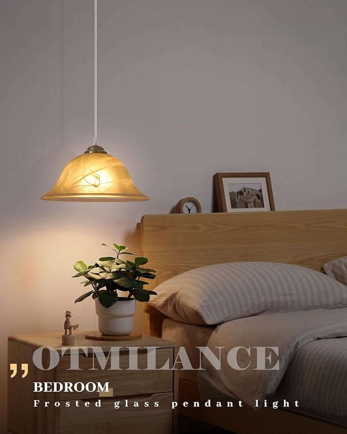 Island Pendant Lights for Kitchen, 11.8 Inch Vintage Gold Pendant Light, Frosted Glass Pendant Light 1-Pack,Hanging Kitchen Lights for Kitchen Island, Dining Room, Bar, Cafe