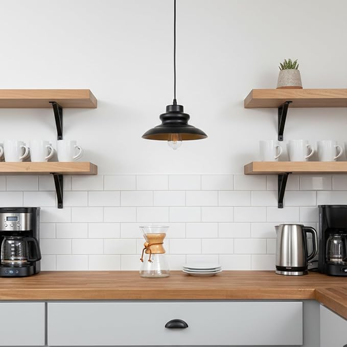 Pendant Light Fixture, Hanging Light for Kitchen Island Dining Room Bedroom Foyer, E26 Base Metal 1-Light Ceiling Lamp