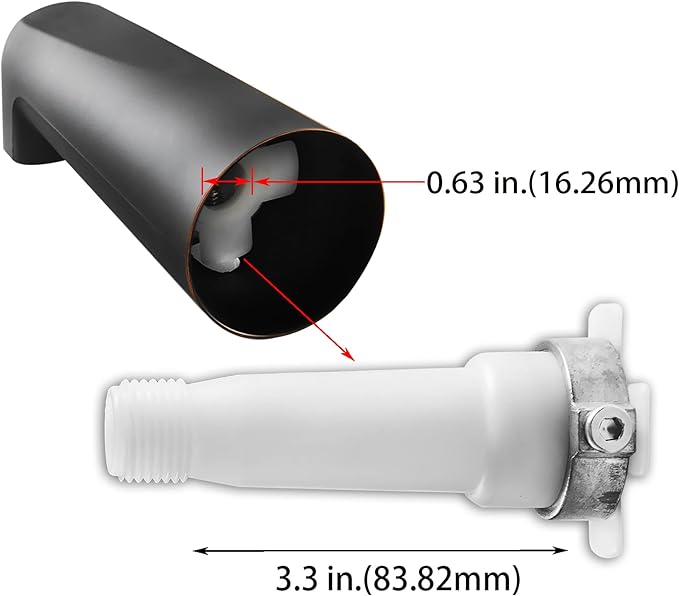 SENTO Slip On Oil Bronze Universal Heavy Durable Metal Bathroom Tub Spout Without Diverter, Heavy Duty Metal Bathtub Faucet Without Shower Diverter - 7 Inches 1/2" Copper Pipe, Oil-Rubbed Bronze