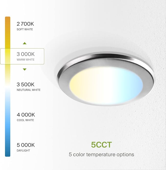 ASD 12 Pack LED Disk Lights 6 Inch, 15W 5CCT 2700K-5000K 1245LM CRI90+, Dimmable Flush Mount Ceiling Light Fixture, Low Profile Surface Mount Disc, Junction Box or Recessed Can Install, UL Energy Star
