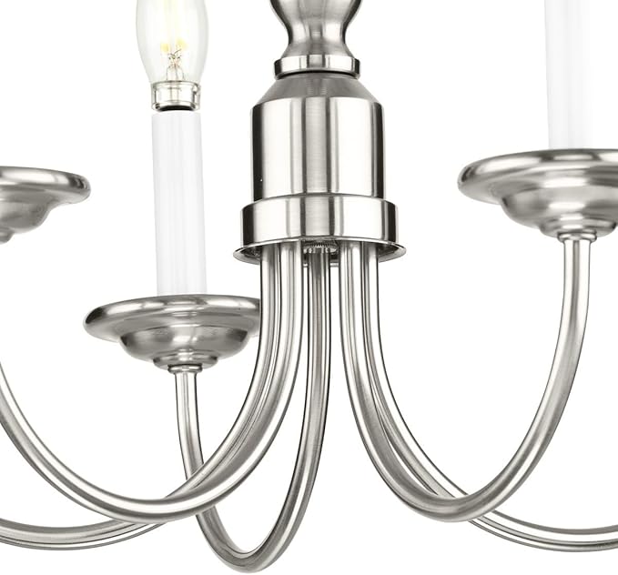 Progress Lighting 5-Light Candles Traditional Chandelier Light, Indoor, P4009-09, Brushed Nickel