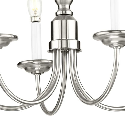 Progress Lighting 5-Light Candles Traditional Chandelier Light, Indoor, P4009-09, Brushed Nickel