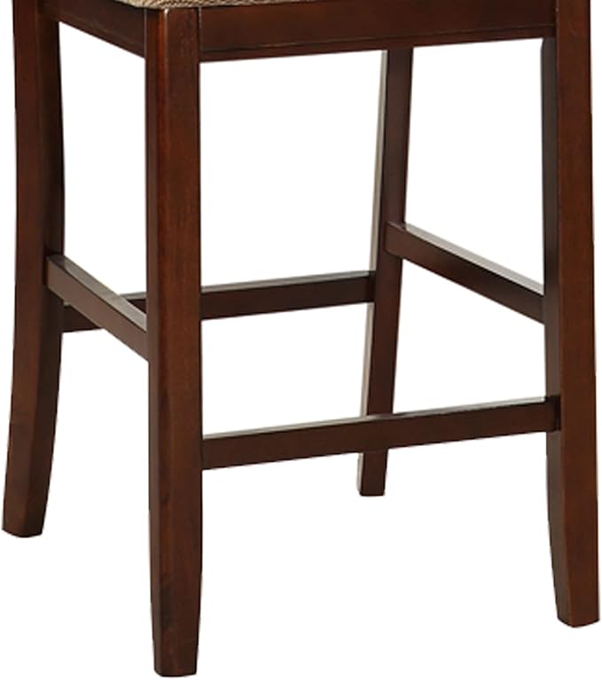 Set of 2 Brown Counter Height Chairs for Dining Room, Kitchen Island, Bar - Upholstered Cushioned Chairs with Unique Back Support