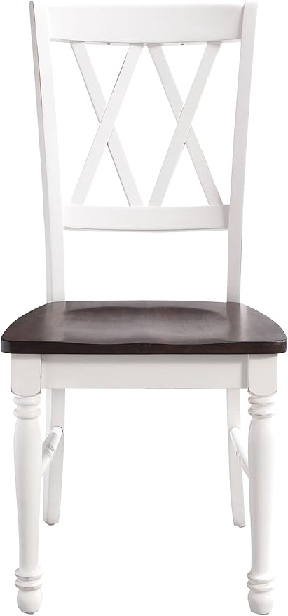 Crosley Furniture Shelby Traditional Wood X-Back Dining Room Chairs Set of 2, Kitchen Chair, Distressed White