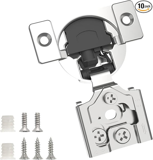 Chibery 10 Pack 5/8" Overlay 3D Soft Close Concealed Hinge for Face Frame Door, Smooth Slow Self Closing Hinges, Satin Nickel, Hidden 105° Open Angle Stainless Steel Hinge for Kitchen Cabinet Door