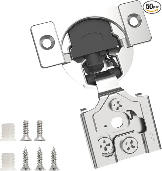 Chibery 50 Pack 5/8" Overlay 3D Soft Close Concealed Hinge for Face Frame Door, Smooth Slow Self Closing Hinges, Satin Nickel, Hidden 105° Open Angle Stainless Steel Hinge for Kitchen Cabinet Door