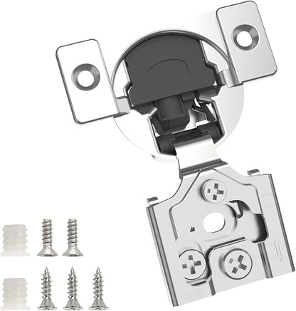 Chibery 2 Pack 5/8" Overlay 3D Soft Close Concealed Hinge for Face Frame Door, Smooth Slow Self Closing Hinges, Satin Nickel, Hidden 105° Open Angle Stainless Steel Hinge for Kitchen Cabinet Door