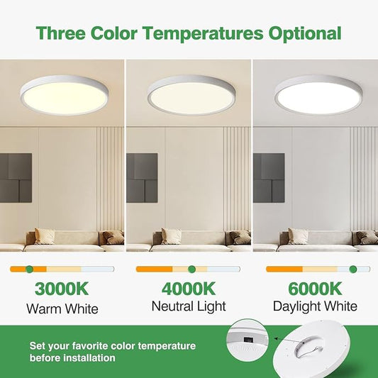 8PK 9 Inch LED Flush Mount Ceiling Light, 18W, 1860LM, 3000K/4000K/6000K CCT Selectable, Round Flat Panel Low Profile Ceiling Light Fixtures for Hallway, Kitchen, Bedroom, Laundry Room