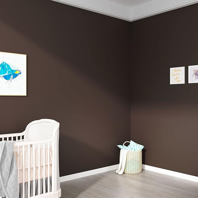 Decotalk 24x120 Inch Dark Brown Peel and Stick Wallpaper Brown Cabinet Contact Paper Peel and Stick Wall Paper Solid Color Wall Vinyl for Bedroom Kitchen Cabinet Vinyl Wrap Wallpaper Adhesive