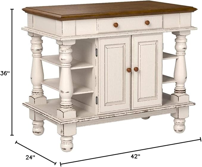 Homestyles Americana Antique Oak Island with Storage, 42"W