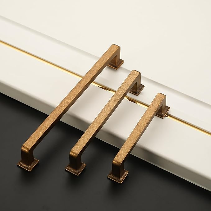Amerdeco 6 Pack Antique Brass Cabinet Pulls 5 Inch Hole Centers Kitchen Handles Cabinet Hardware Kitchen Handles for Cabinets Cupboard Handle Drawer Pulls