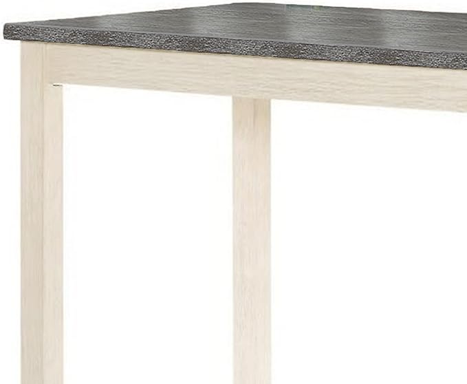 Benjara Joss 60 Inch Cottage Counter Height Table, 2 Tone Wood, Gray Top Cream Base